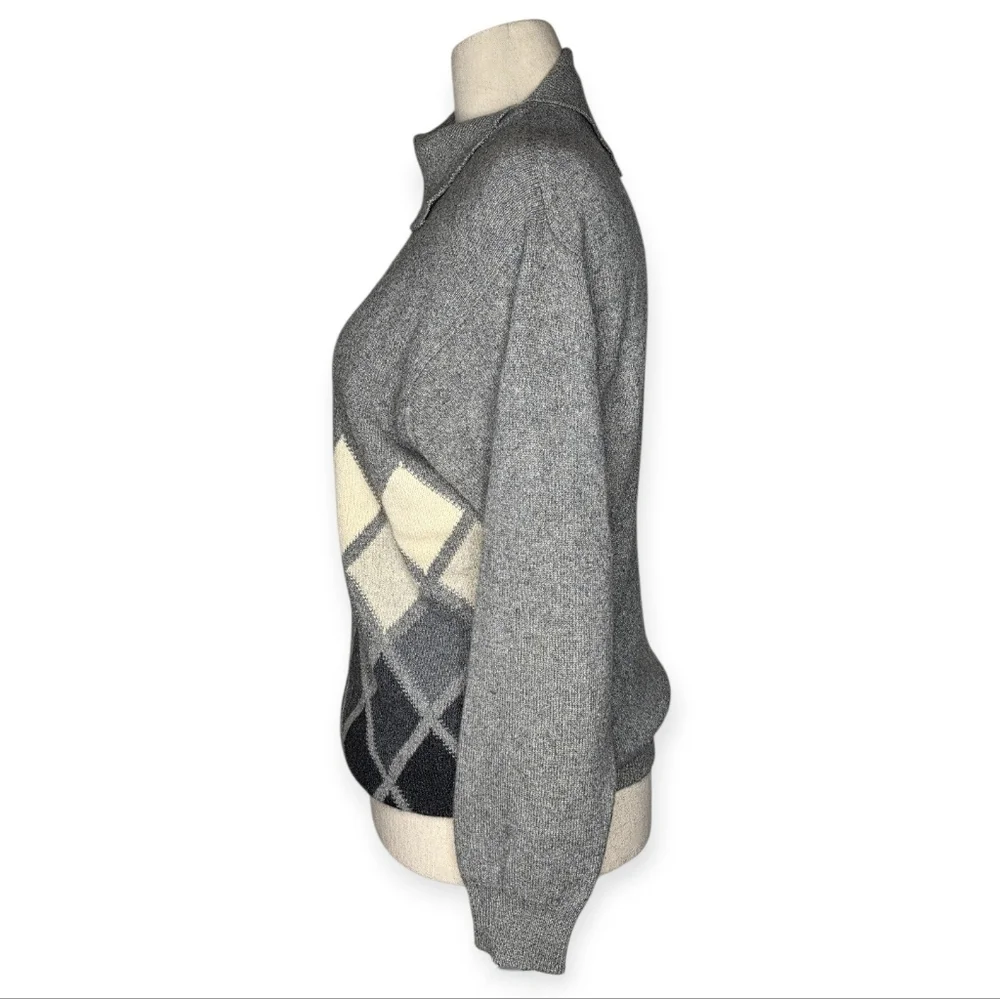 Vintage Pringle Scotland Cashmere Argyle Sweater Made in Scotland 44